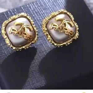Faux Pearl Fashion Stud Fashion Earring Grey And Gold Finish